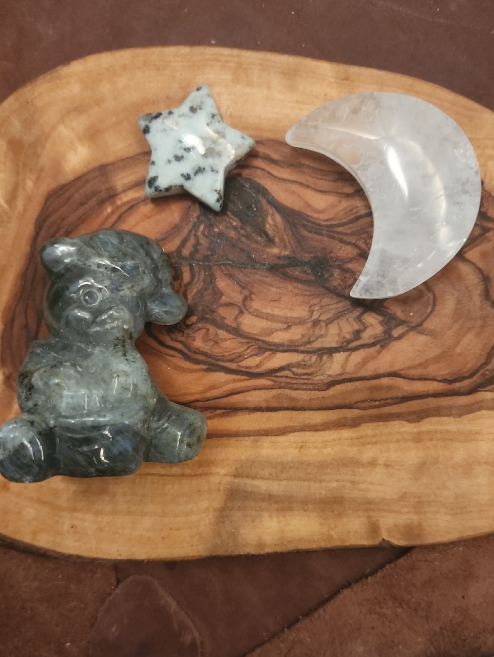 SALE 💵🏃‍♀️💨 (3pc) Hand-Carved Bear with White Moon & Speckled Star Bundle